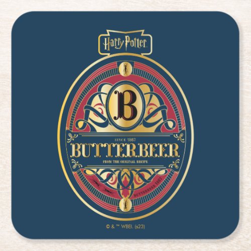 BUTTERBEER Vertical Logo Square Paper Coaster