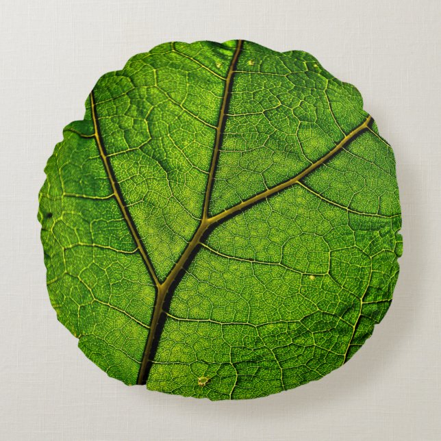 Butterbur leaf leaf veins green round pillow (Front)