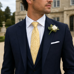 Buttercream Champagne Damask Wedding Neck Tie
