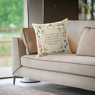 Buttercream Farmhouse Floral Frame Bible Verse Throw Pillow