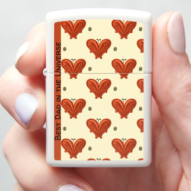 Buttercream Heart Neck Tie Zippo Lighter (In Hand)