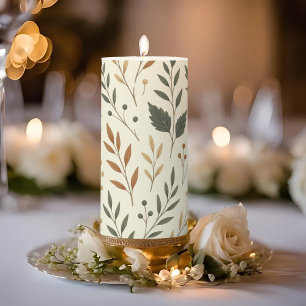 Buttercream Leaves Wedding Medium Pillar Candle