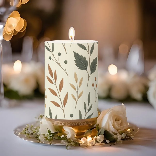  Buttercream Leaves Wedding Short Pillar Candle (Creator Uploaded)