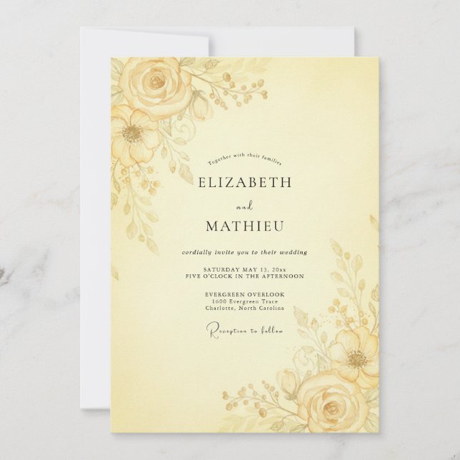 Buttercream Petal Wedding Invitation (Front)