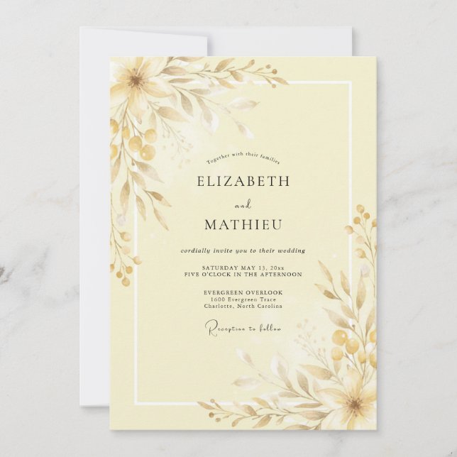 Buttercream Subtle Meadow Wedding Invitation (Front)