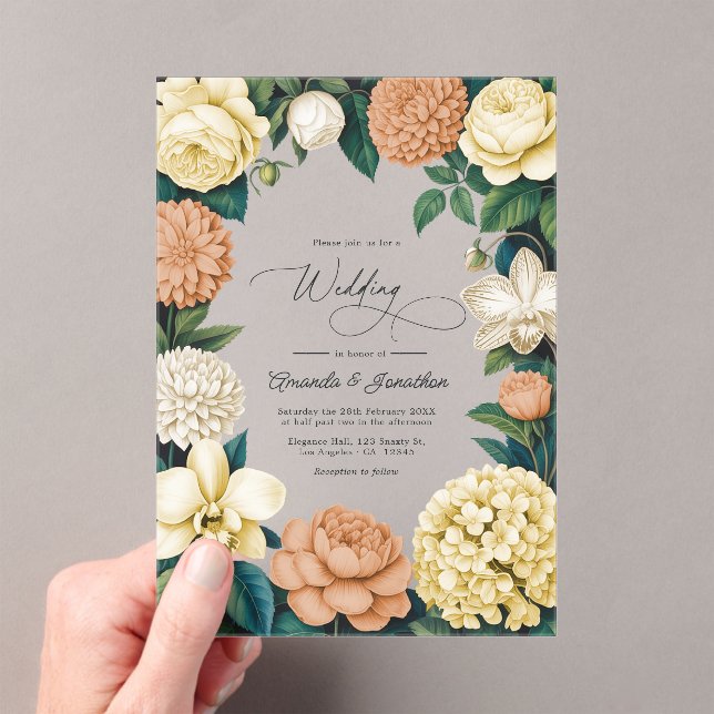 Buttercream, Vanilla Silk & Soft Apricot Wedding Acrylic Invitations (Insitu (Handheld))