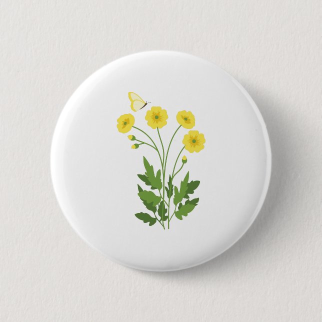 Buttercup Butterfly Button (Front)