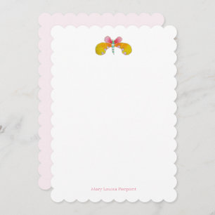 Buttercup butterfly scalloped stationery note card