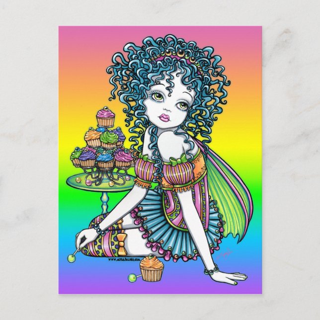 "Buttercup" Cup Cake Candy Couture Rainbow Fairy Postcard (Front)
