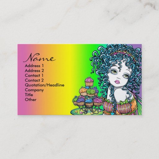 Customizable "Buttercup" Cup Cake Fairy Art Business Cards