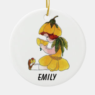 Buttercup Flower Child Funny Cute Little Girl Ceramic Ornament