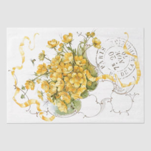 Buttercup Flower Yellow Decoupage Postmark Paris Tissue Paper