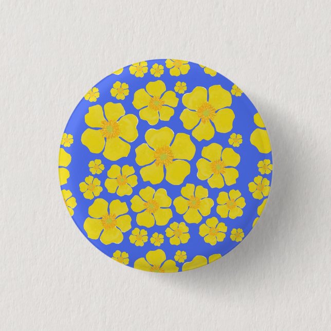 Buttercup Flowers Design on Button (Front)