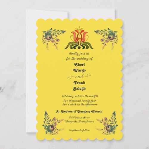 Buttercup Gold Hungarian Wedding Invitation