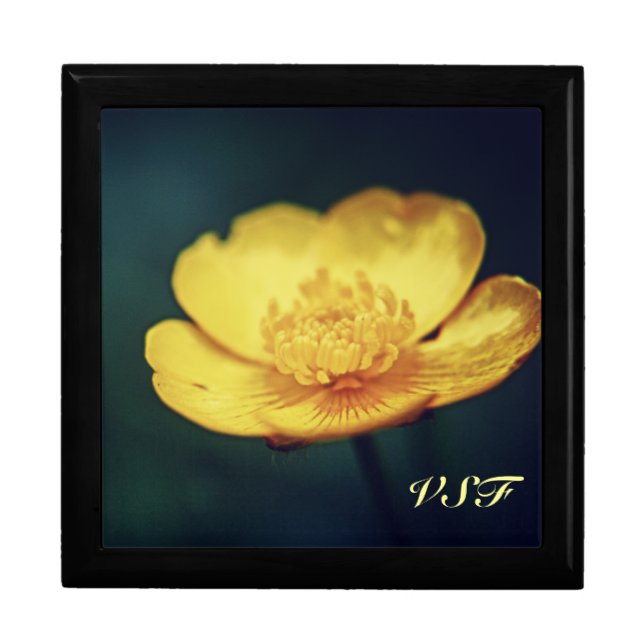 Buttercup initial wooden keepsake jewelry gift box (Front)