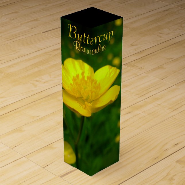 Buttercup Wine Box Custom Wildflowers Wine Box (Front)