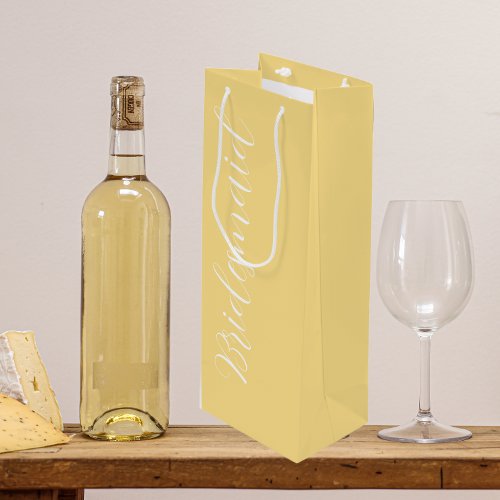 Buttercup Yellow Bridesmaid Stylized Script Wine Gift Bag