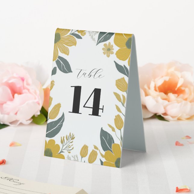 Buttercup Yellow Gold Table Number Wedding Table Tent (In SItu (Wedding))