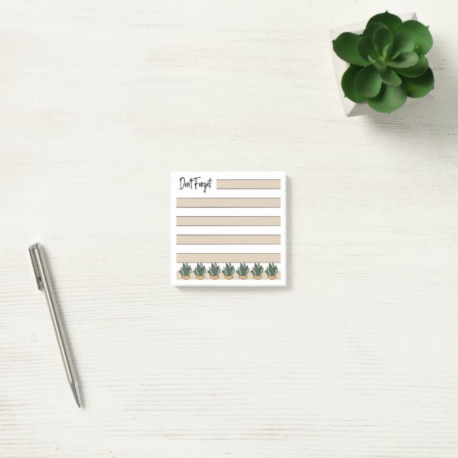 Buttercup Yellow | Lined | Potted Succulents - Post-it Notes (Office)