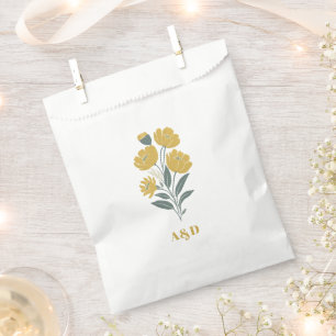 Buttercup Yellow Modern Floral Wedding Favor Bag