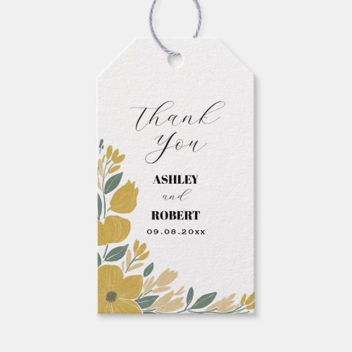 Buttercup Yellow Modern Floral Wedding Gift Tags