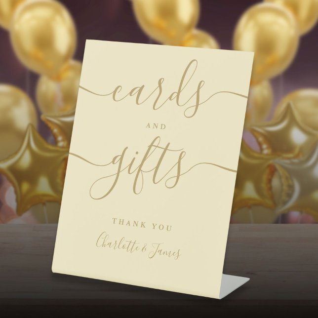 Buttercup Yellow Signature Script Cards And Gifts Pedestal Sign (Buttercup Yellow Signature Script Cards And Gifts Pedestal Sign)