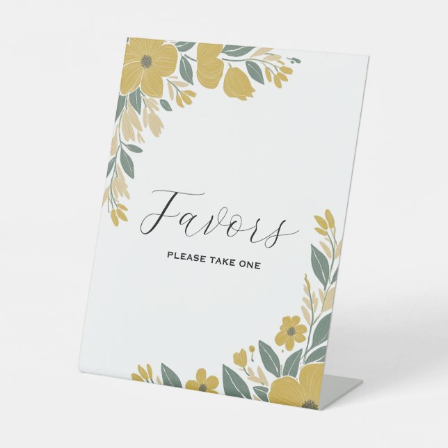 Buttercup Yellow Wedding Reception Favors Pedestal Sign (Front)