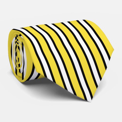 Buttercup Yellow white and Black Vertical Stripes Neck Tie