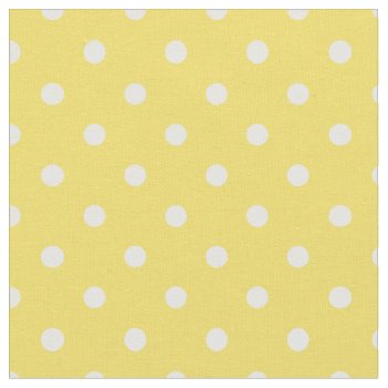 Buttercup Yellow & White Polka Dot Fabric by StripyStripes at Zazzle