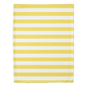Buttercup Yellow & White Striped Duvet Cover by StripyStripes at Zazzle