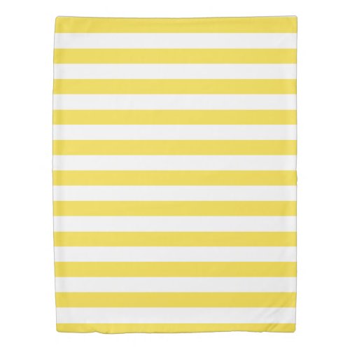 Buttercup Yellow  White Striped Duvet Cover