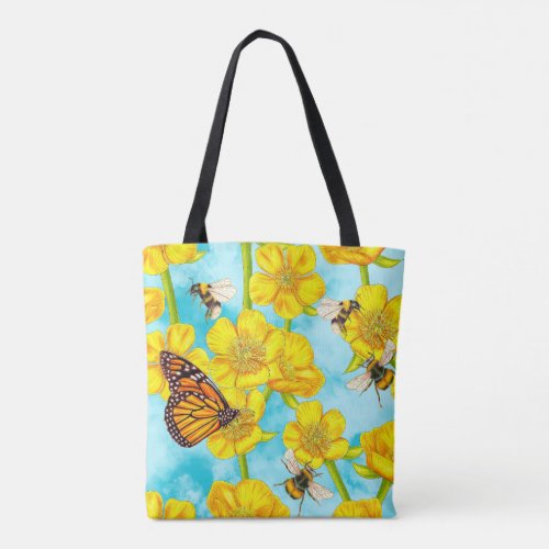 Buttercups Bees and Butterflies Tote Bag