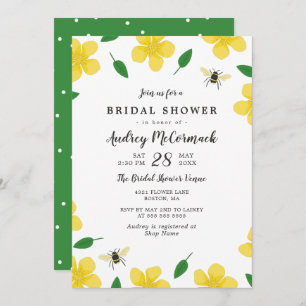 Buttercups & Bees - Floral Bridal Shower Invitation