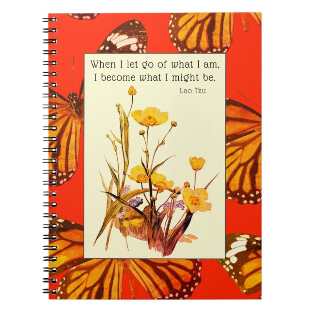 Buttercups & Butterfly Wings Inspirational Lao Tzu Notebook (Front)
