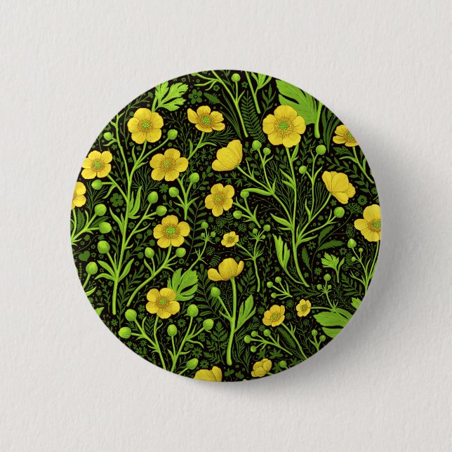 Buttercups on black button (Front)