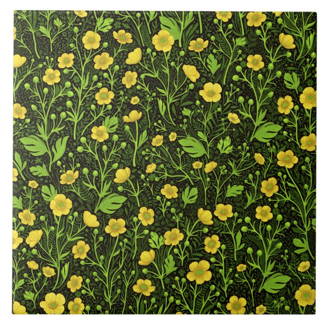 Buttercups on black ceramic tile (Front)