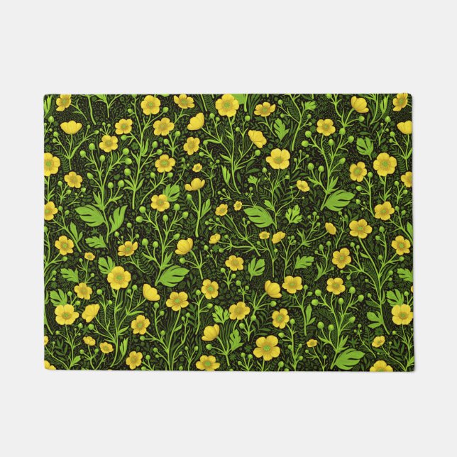 Buttercups on black doormat (Front)