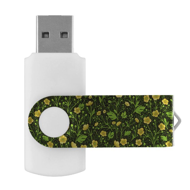 Buttercups on black flash drive (Opened)