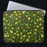 Buttercups on black laptop sleeve<br><div class="desc">Hand-painted buttercups and various wild grasses</div>