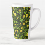 Buttercups on black latte mug