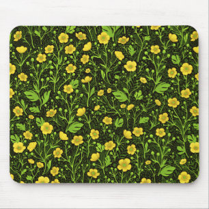 Buttercups on black mouse pad