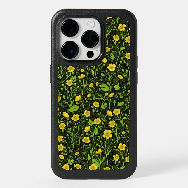 Buttercups on black otterbox iPhone case (Back)