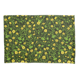 Buttercups on black pillow case