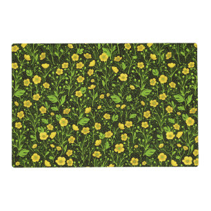 Buttercups on black placemat