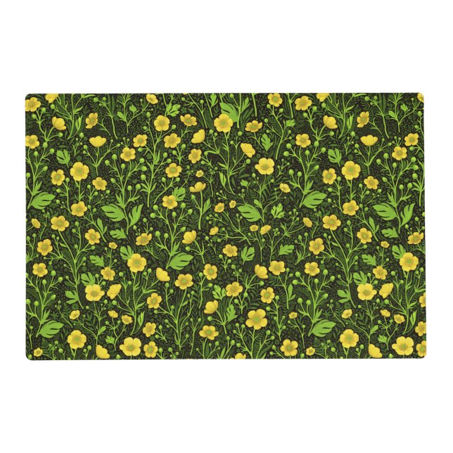 Buttercups on black placemat (Front)