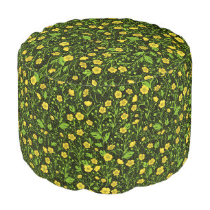 Buttercups on black pouf