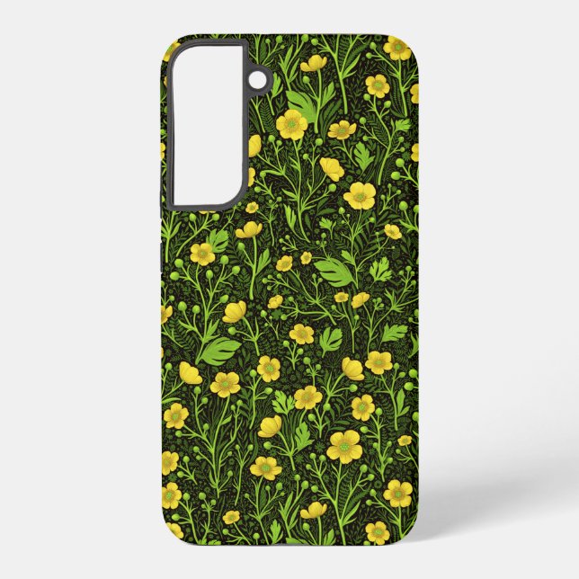 Buttercups on black samsung galaxy case (Back)