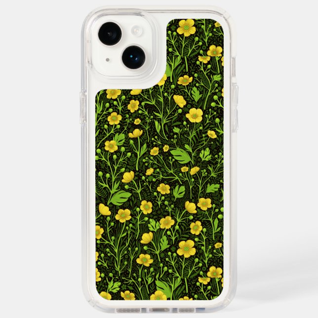Buttercups on black speck iPhone case (Front)