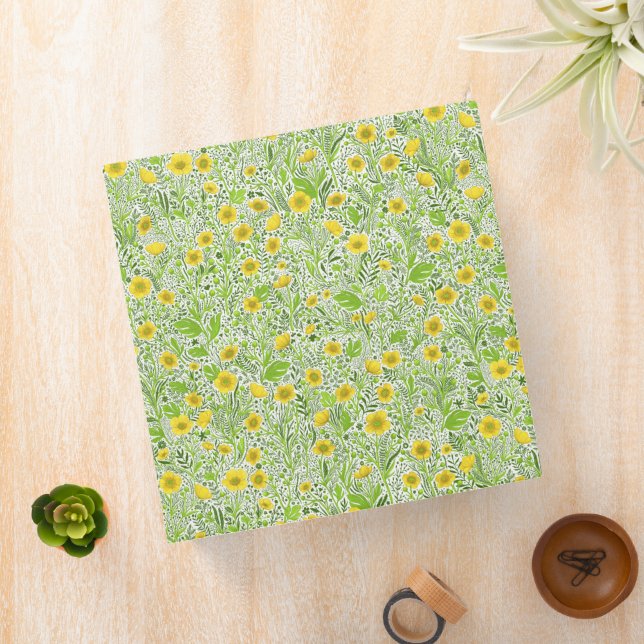 Buttercups on white 3 ring binder (In Situ)