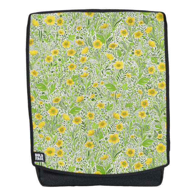Buttercups on white backpack (Front)